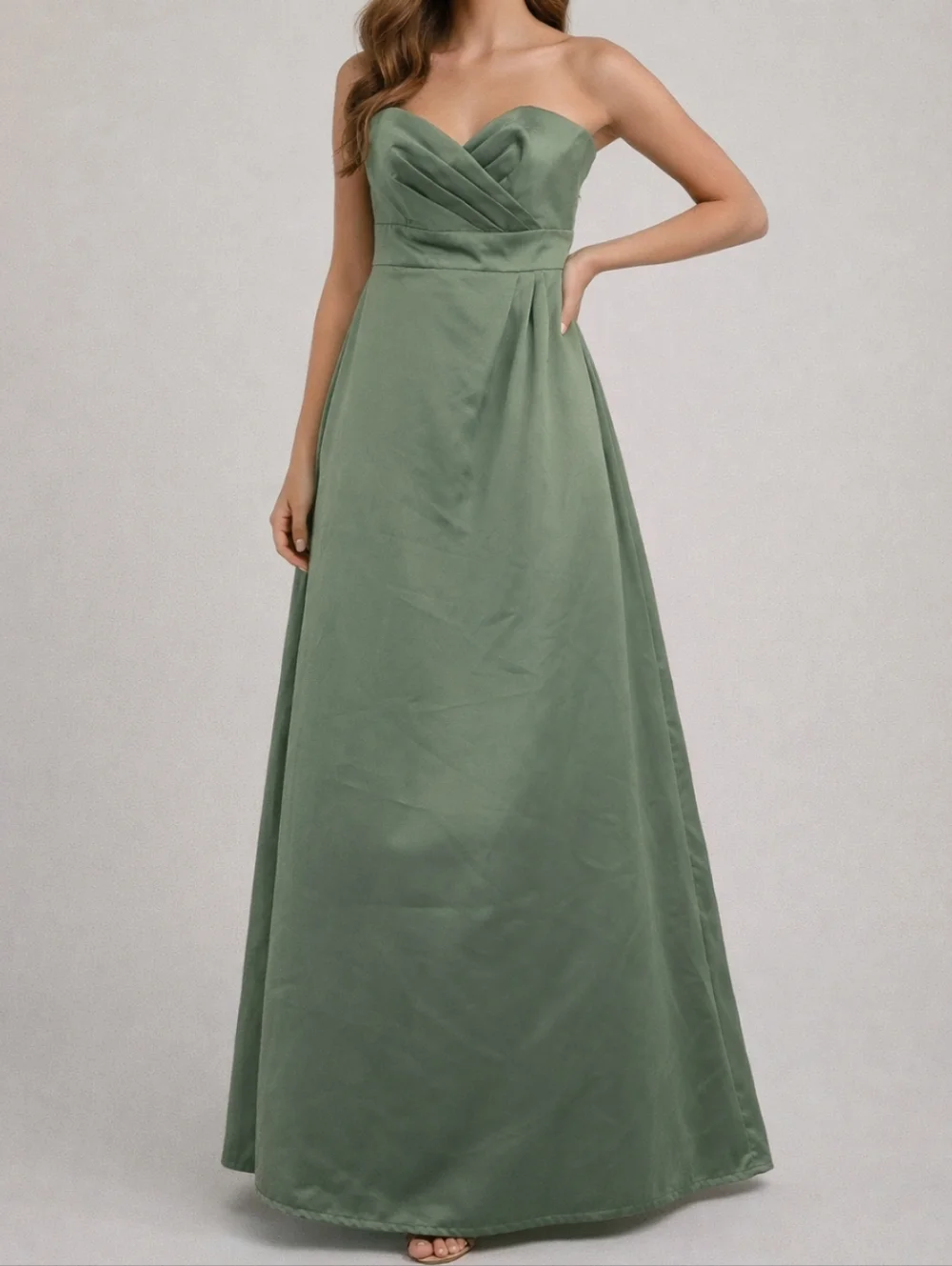 Alfred Angelo Clover Green Strapless Evening Gown Size 10 - Picture 1 of 8